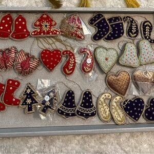 Select 10 Embroidered Beaded Christmas Tree Ornaments Decorations